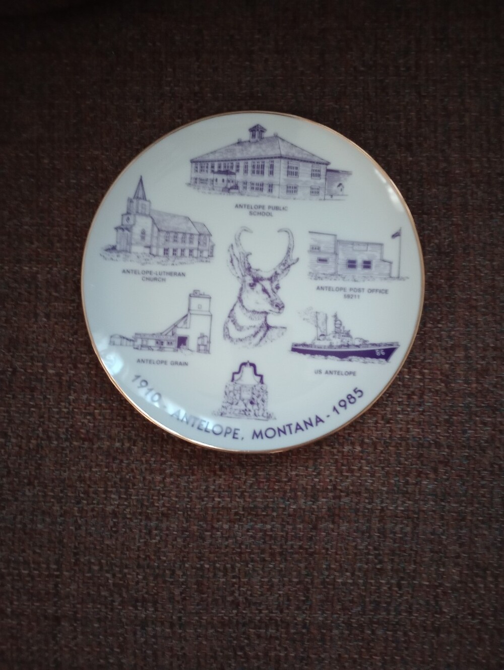 Collectible Antelope Montana 1985 75th Anniversary Decorative Plate
